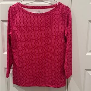 Vineyard Vines Printed Sankaty Simple Boatneck Tee in pink Size XS